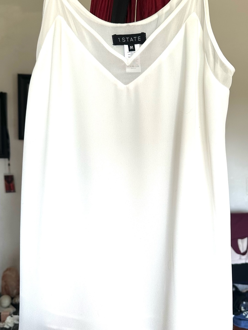 1.STATE White V-Neck Sleeveless Shift